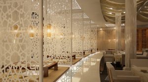 Vách ngăn bằng sắt có hoa văn sắc sảo,tinh tế